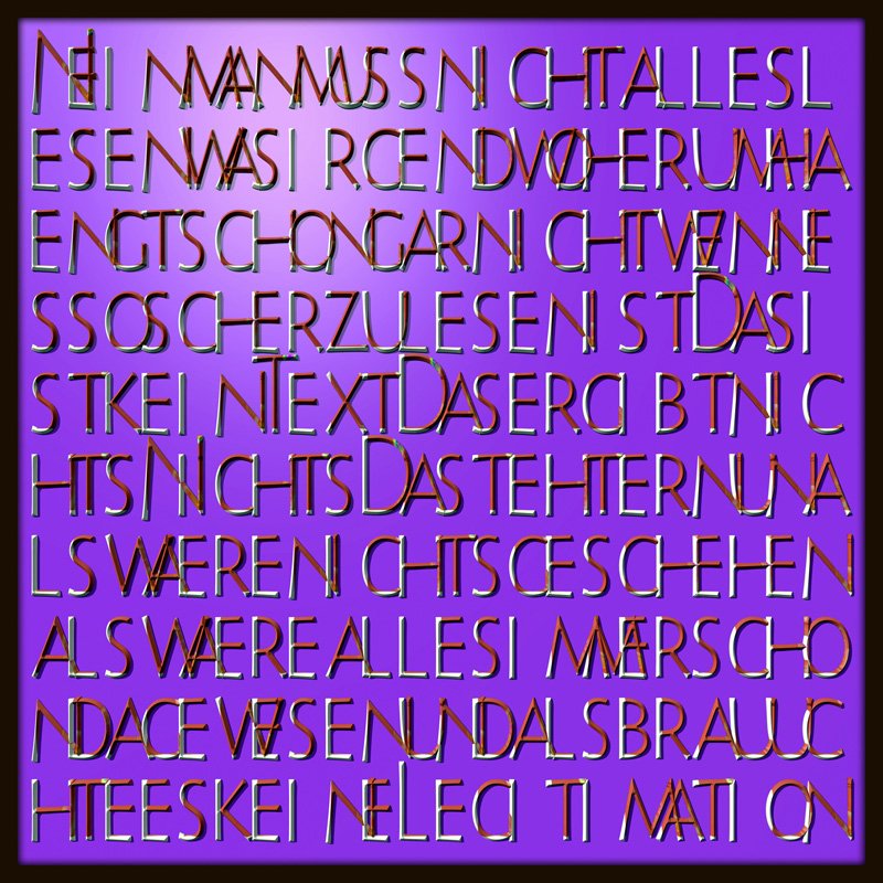 Plastischer Text und Ziffern – Text zum nicht lesen IV