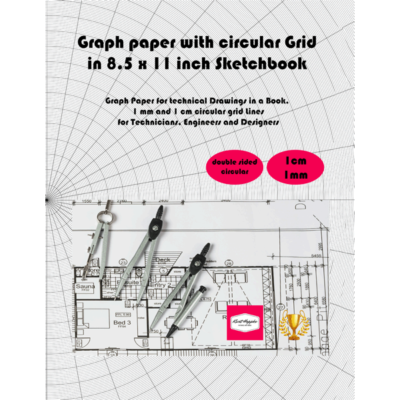 Graph paper with circular Grid in 8.5 x 11 inch Sketchbook dobble sided circular